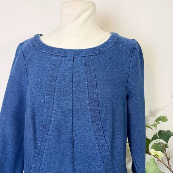 Boden Hannah Denim Blue Knit Shift Dress with Pockets Size 10 - Picture 3 of 14